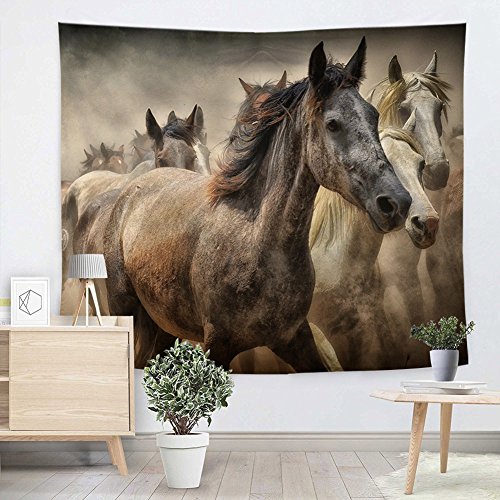 Tapisserie murale cheval palomino avec longs cheveux blonds et queue sur le thème des animaux sauvages à suspendre pour chambre à coucher, salon, dortoir...