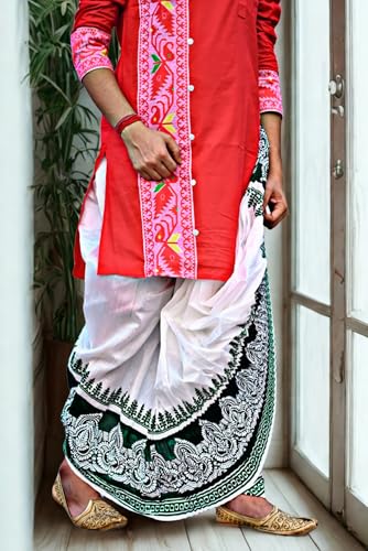 Image of Men's Ready to Wear Pant System Printed MAYUR PUCHHA Dhoti for Marriage, Pooja, Festival etc.(GC010)