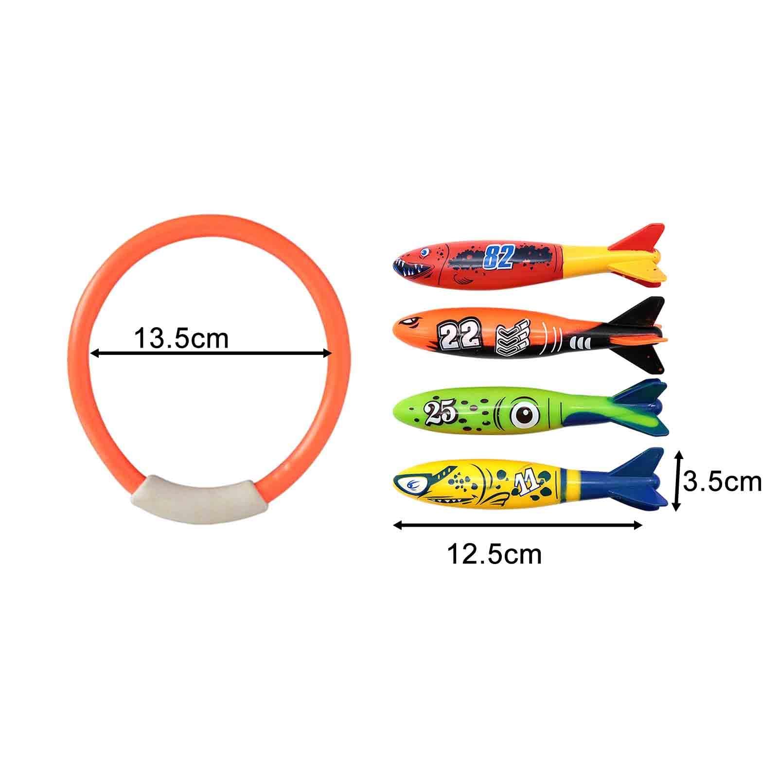 8 Stück Tauchringe Kinder Schwimmbecken Spielzeug Set Pool Tauchringe Tauchfische Unterwasser Trainingsringe Aus PP für Schwimmtraining Sommer Wassers, Stil B, 12,5x3,5cm