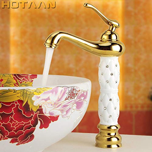 GRENFAS_ Bathroom gold Basin Faucet Gold finish Brass Mixer Tap with ceramic torneiras para banheiro YT-5017