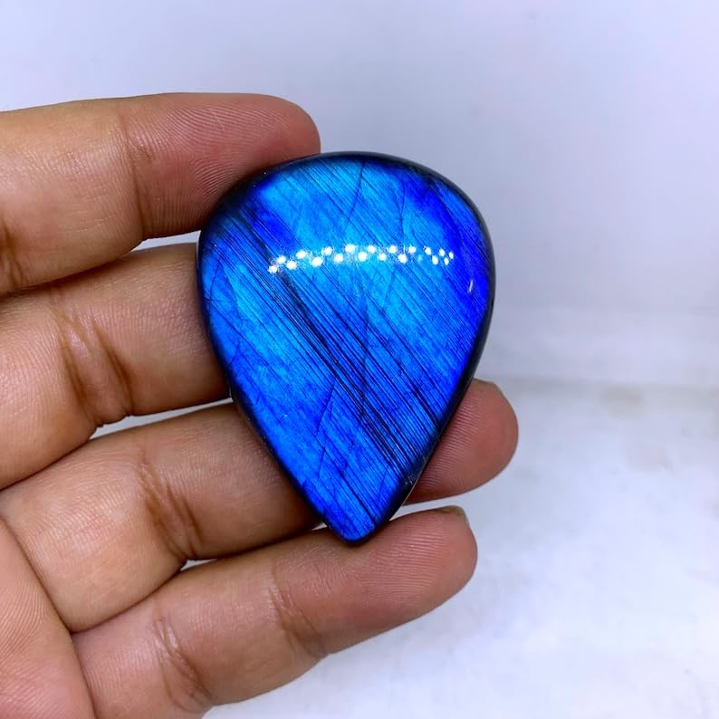 Cabochon en labradorite véritable de 46 mm aux reflets intenses pour pendentif - 3