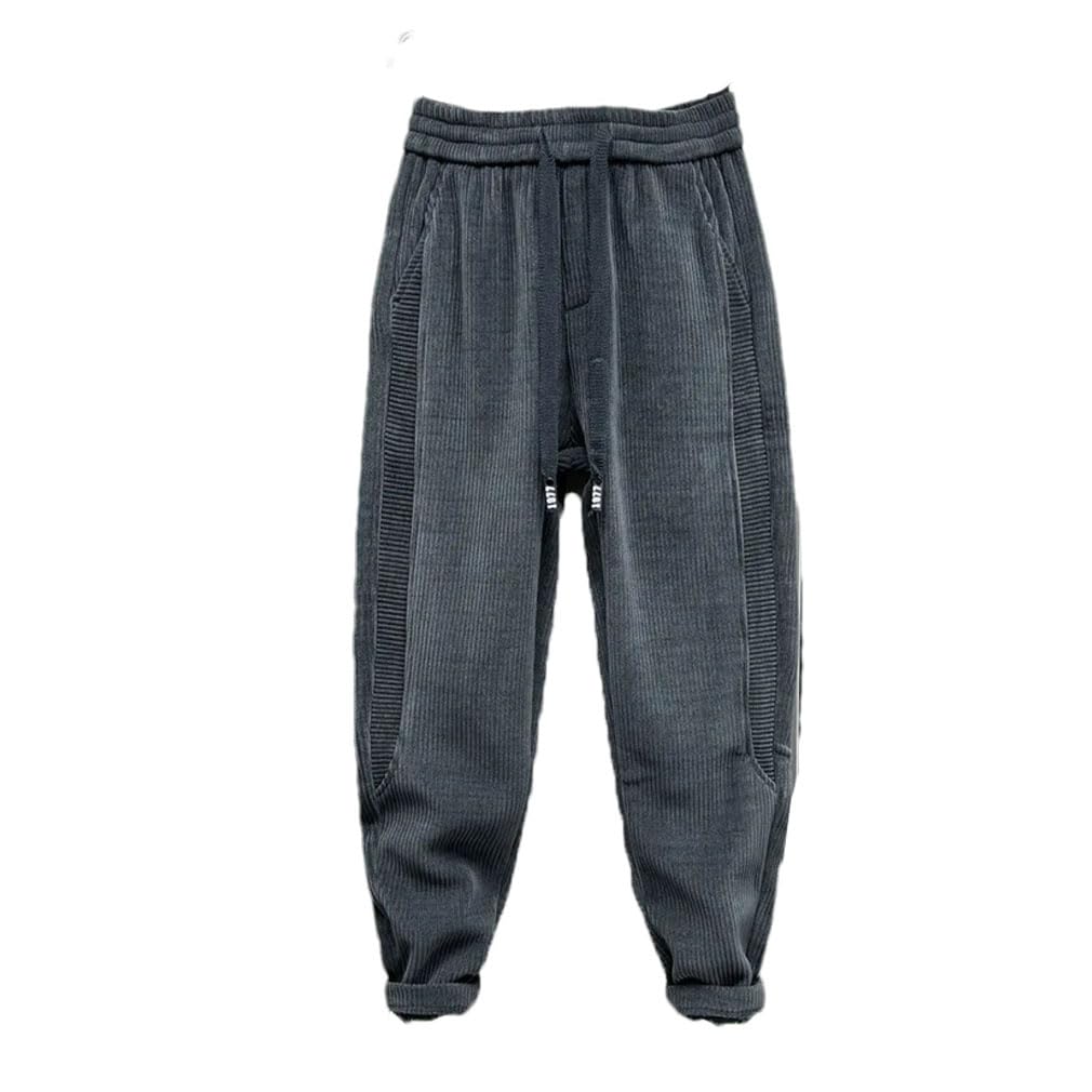 Abbigliamento da uomo Pantaloni casual a righe in velluto a coste Pantaloni in pile elastico in vita per gli uomini Pantaloni della tuta larghi da jogging