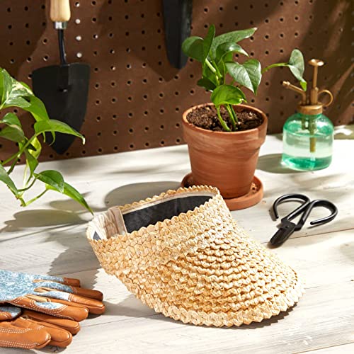 Straw Sun Visor Hat For Women, Wide Brim For Summer Beach Uv Protection (Natural) #TOP2