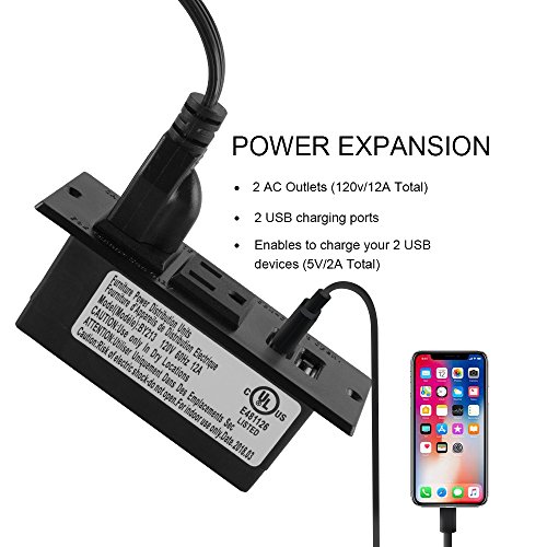 Conference Recessed Power Strip Socket with USB Ports,Table Power Strip,Desktop Charging Station with 2-Outlets and 2 USB Ports miniatura 3