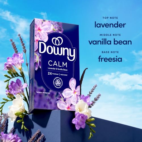 Downy Calm Mega Dryer Sheets, Large Fabric Softener Sheets for Laundry , Static Guard & Softness Boost, Laundry Dryer and Fabric Sheets, 180 Count - image 3