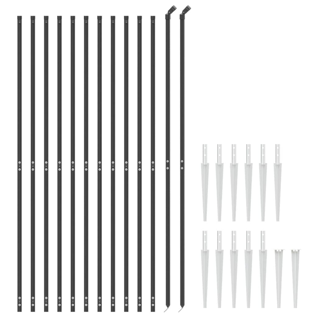 LAPOOH Cerca de Alambre con Pinchos de Anclaje Gris Antracita 2x25 m, Malla Metalica, Malla Alambre, Alambre para Conejos, Vallas De Obra, Mallas para Gallinero 154254