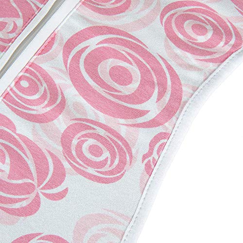 Image of Woombie Air Vented Baby Swaddling Blanket I Soothing, Cotton Baby Swaddle I Wearable Baby Blanket, Pink /White Roses, 14-19 lbs