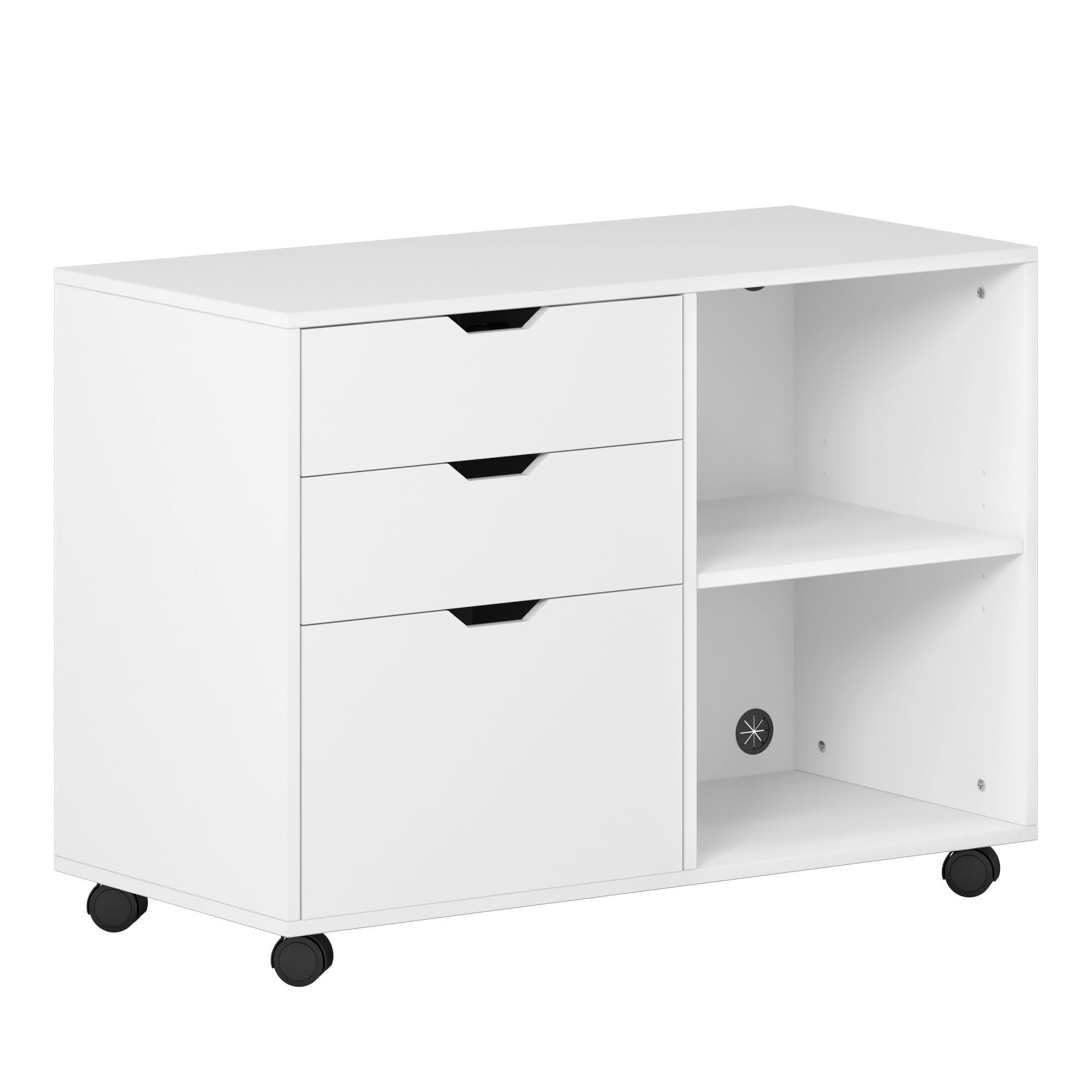 SogesHome Armadietto da ufficio, in legno, con 3 cassetti e 2 ripiani aperti per formato A4, legale, formato letter, 80 x 40 x 63 cm