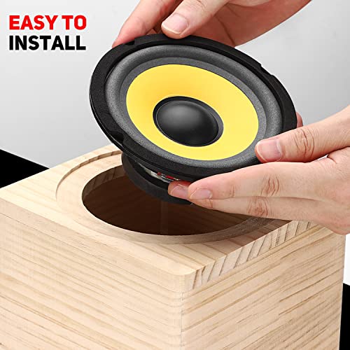 Image of Facmogu 4in Solid Wood Speaker Enclosure with Grill Cover & Terminal Cup
