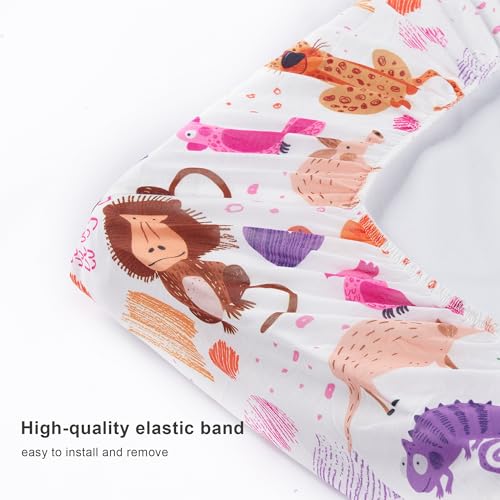 Image of Baby Changing Pad Cover, Changing Table Cover for Girls Boys, Ultra Soft Breathable, 2 Pack Animal Graffiti & dot Printing