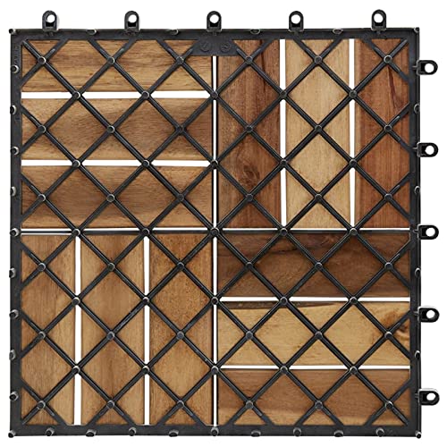 Gecheer Terrastegels, houten tegels, balkon, vloer, tuintegels, balkontegels, kliktegels, terrasplanken, vloertegels, wit, 30 x 30 cm, acacia, 10 stuks - Image 6