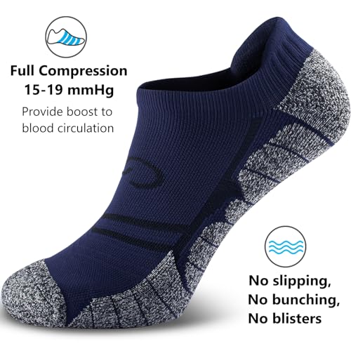 Image of CWVLC No Show Sports Compression Socks for Men Women with Cushion (4 /8 Pairs)