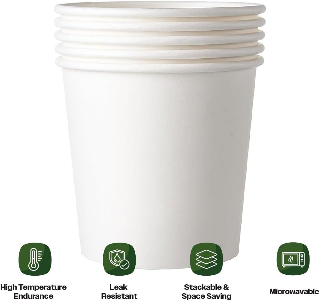 CIAO! 24OZ Disposable White Paper Food Container, 115mm Diameter, Lids Sold Separately (500/case)