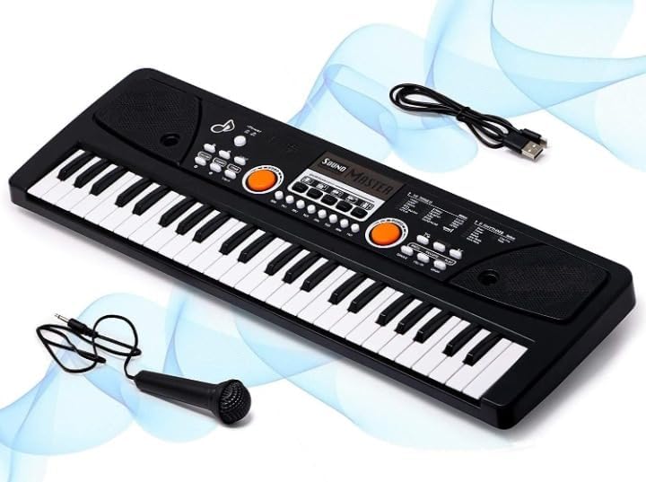 Image of Kids Piano Keyboard 49 Keys with Mic | Electronic Musical Toy for Kids | Learning Piano with Recording, Playback & Demo Songs | Gift for Boys Girls 3-8 Year (Battery Not Included)