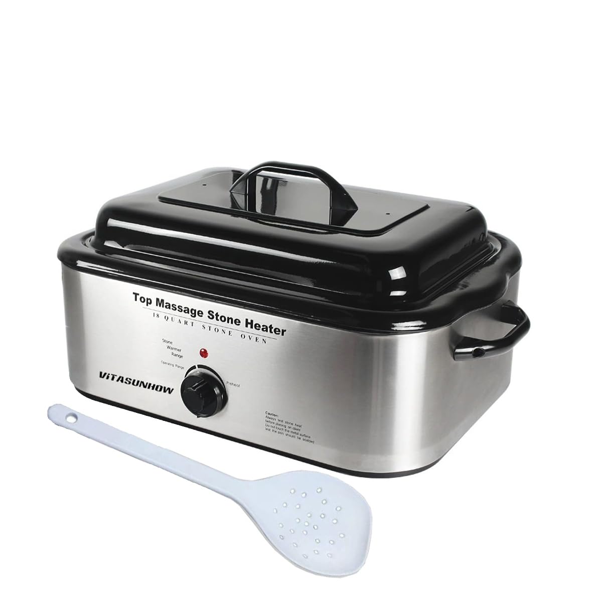 Calentador de piedras digital para piedras de masaje, termostato, acero inoxidable y cerámica, base antideslizante y olla extraíble para SPA, casa y salón (KA-18Q)