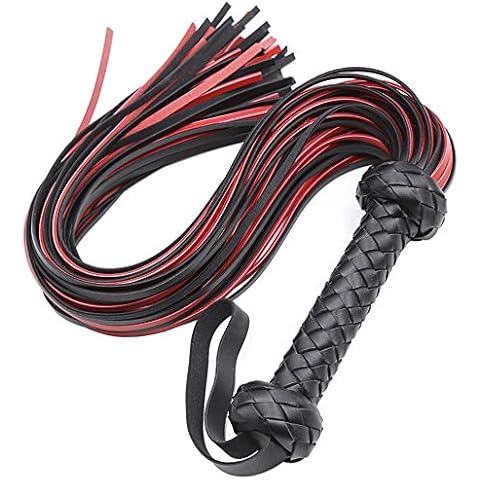 MOTIVE LIFE Faux Leather Whip for Horse Riding,Soft Crop for Equestrian,Floggers for Cosplay Costume,Red-black Cover