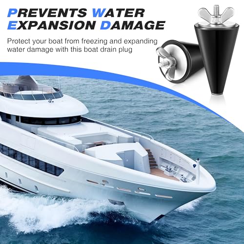Image of 8 Pcs Rubber Winter Plug Applied in Boat Drains for 1 /2 Inch to 1 Inch Holes, Long Tapered Rubber Stopper & Stainless Steel Head, Boat Drain Plug for Preventing Leaks and Water Intrusion