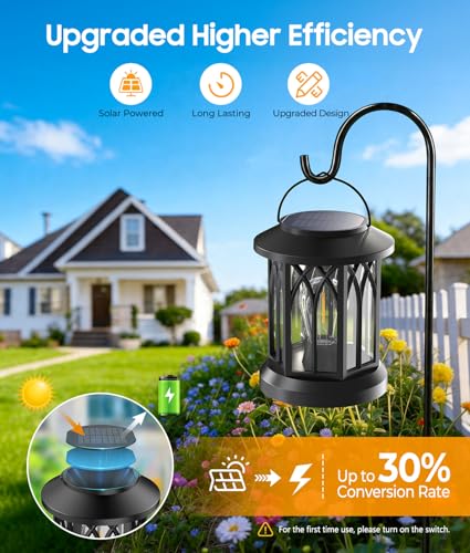 TuyLuxe 2 Pack Solar Hanging Lanterns Outdoor Waterproof - image 2