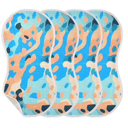 2 Pack Baby Burp Cloths, Soft Absorbent Burping Cloths for Babies, Cotton Milk Spit Up Rags, Large Size for Newborns, Baby Boys and Girls (Blue Leopard Print)3