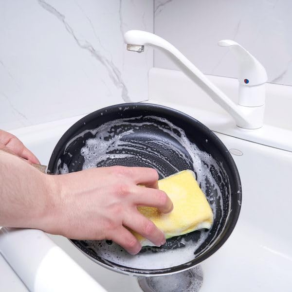 Image of Miracle Microfiber Scrubbing Sponge, Yellow Extra Scrubbing Power Kitchen Sponge, Sink, Pot, Pan and Dish Washing, Super Absorbent and Rapid Drying, 3-Pack, by Superio
