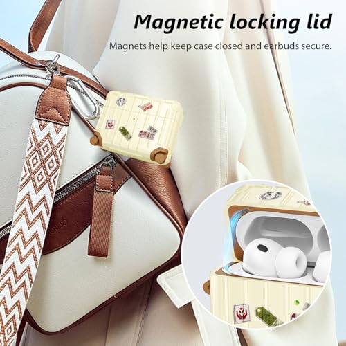 Image of Filoto Compatible with Airpods Pro 3 Case 2025, Cute Fashion Suitcase Design for Airpods Pro 3rd Generation Case Cover, Shockproof Protective Hard Case with Keychain /Cleaner Kit