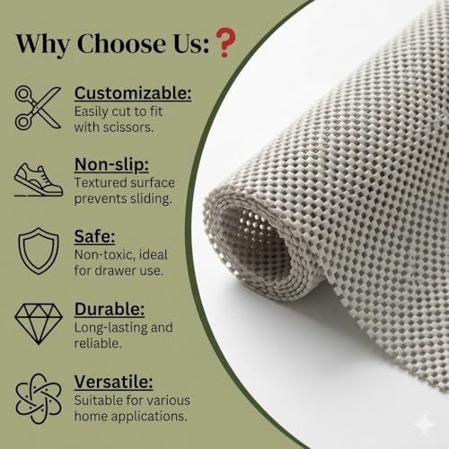 Image of Dribble Eva Shelf Liner Mat Mesh Pattern 45x125cm Roll, Non Slip Drawer & Cabinet Liner for Kitchen, Oilproof Washable Fridge Mat | Anti Skid Cupboard Wardrobe Multipurpose Mat (Beige)