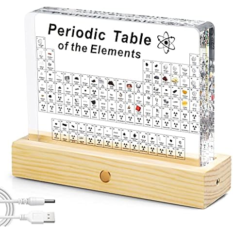 Jeebel Periodensystem der Echten Elementen, Periodensystem aus Acryl der LED Tischlampe mit 83 echten Elementproben, Periodic Table zum Lehrwerkzeug Basteln kreativ Geschenk für Schüler Lehrer Kinder Cover