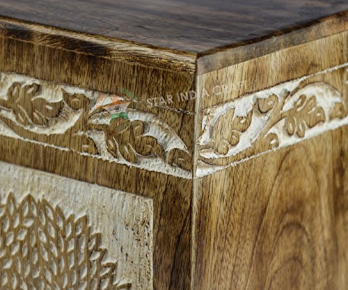 Tree Of Life Rosewood Cremation Urns For Human Ashes Adult By Star India Craft, Adult Wood Funeral Urn Box -A Perfect Burial Urn-S (11.25 X 6.25 X 6.25) | 250 Cu/In (Antique V-Shape) #TOP4