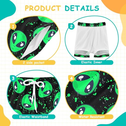 Boys Swim Trunks with Compression Liner Quick Dry Swim Shorts Bathing Suits 4-13Y4