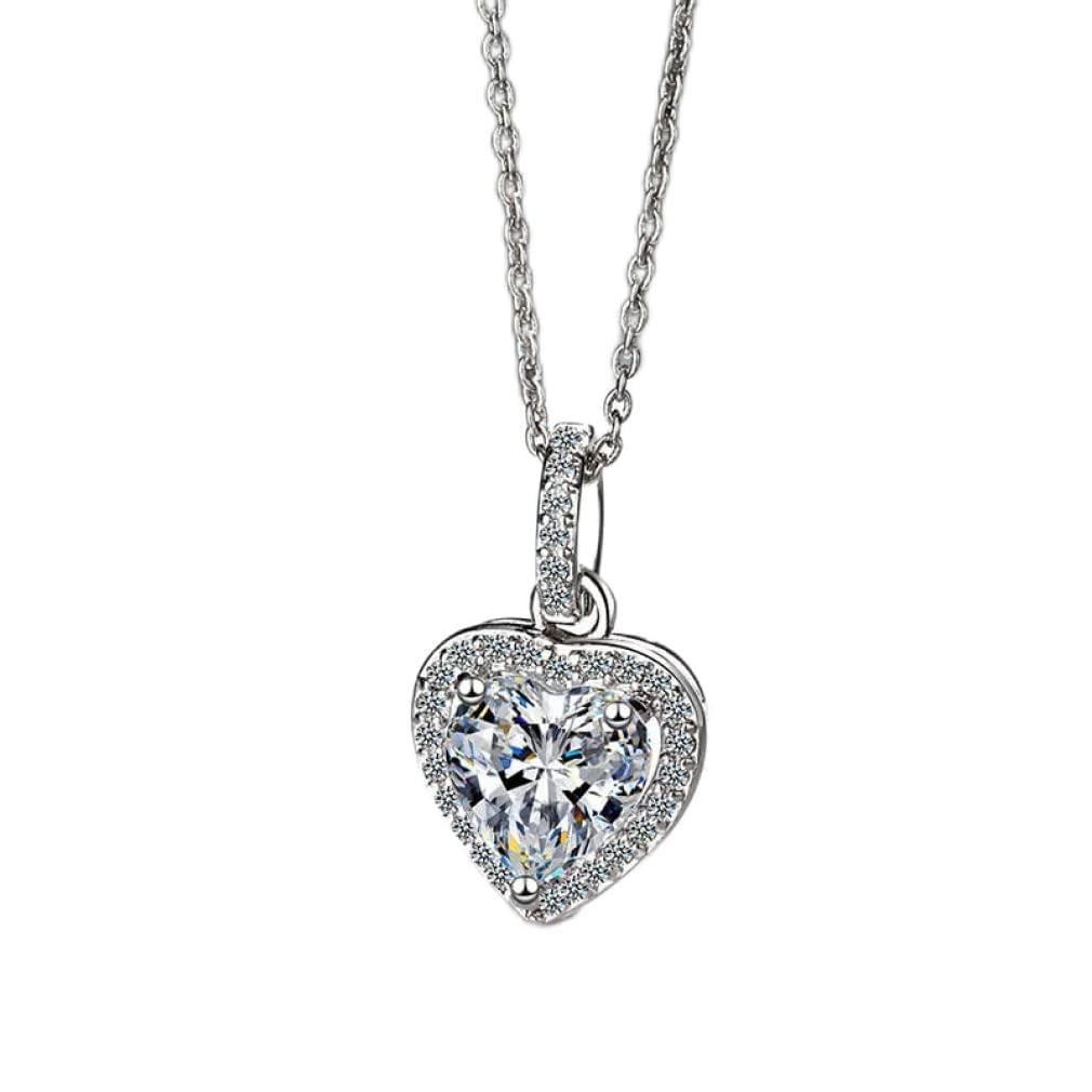 Collar con Colgante en Forma de corazón para Mujer, joyería de Plata 925, Cadena Corta Femenina de circón