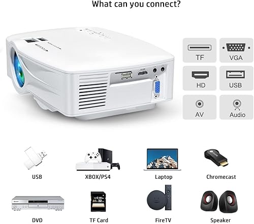 Miniatura 6 de Mini proyector WiFi para computadora portátil de 7500 lúmenes 1080P FHD compatible con proyector de película portátil para exteriores sincroniza la