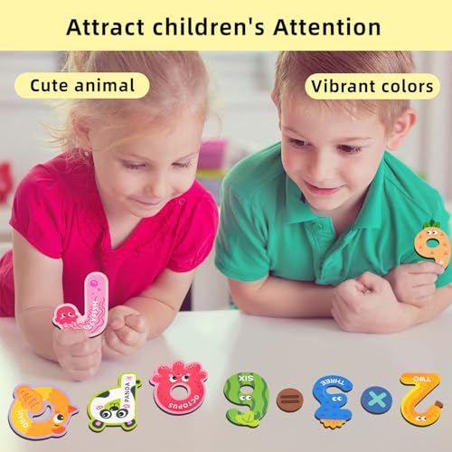 Cocurb COCURB-O3 52 Pack Magnetic Letters Numbers Fridge Magnets For Toddlers 1 To 3 Learning Toys, Animal Abc Cardboard Magnets For Refrigerator Colourful Alphabet Toys Baby Educational Toys thumb #4