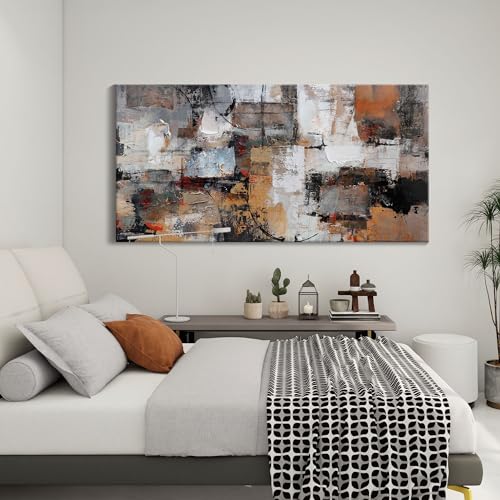 Wall Art for Living Room - Abstract Canvas Wall Decor, Modern Minimalist Painting in Black and White - Framed pictures for Bedroom, Office Artwork, Brown Bedroom Wall Decor Above Bed 29×58IN by Pogusmavi - Used condition - Image 4
