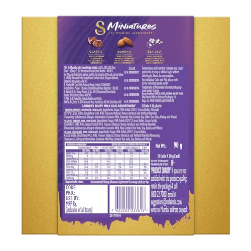 Image of Cadbury Dairy Milk Silk Miniatures Premium Assorted Chocolate Gift pack, 90 g (Pack of 4)