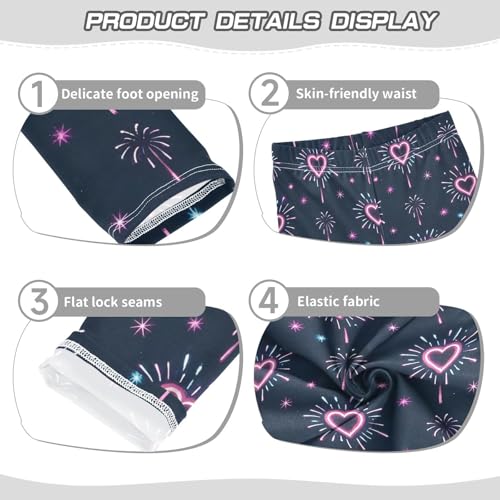 Fireworks Love Girls Leggings Soft Stretch Workout Yoga Dance Pants for Kids Casual Tights3