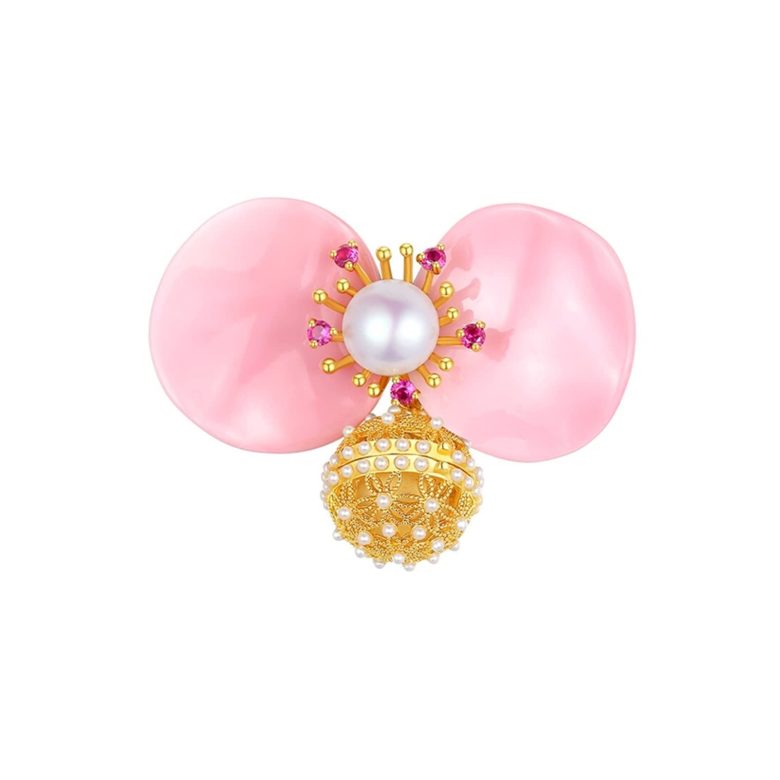 Broche de solapa Fancy Style Conch Shell Petal Broches Pin Exquisito Pearl de agua dulce Corsage for mujer Temperamento Ropa Decoración Broche Accesorio para disfraz de mujer y niña.
