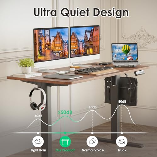 Image of STARY Electric Standing Desk Adjustable Height Sit Stand Home Office Desk with Splice Board