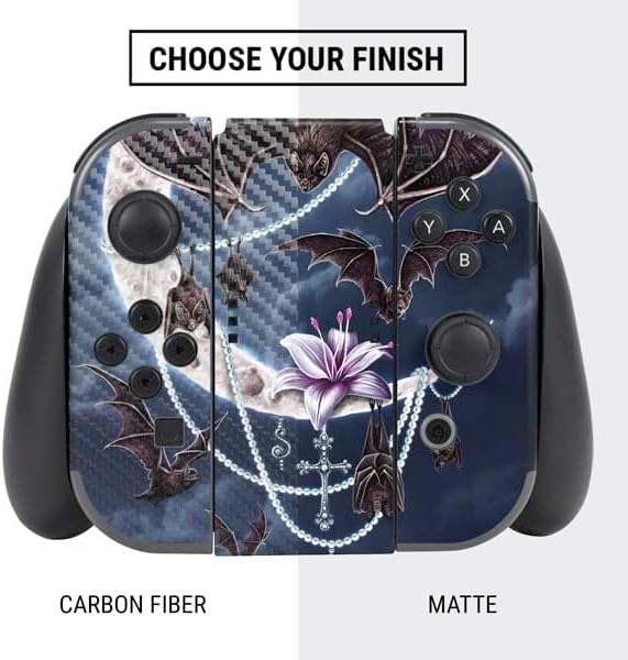 Skinit Decal Gaming Skin Compatible with Nintendo Switch Bundle - Officially Licensed Gothic Moon with Bats and Flowers by Sarah Richter Design