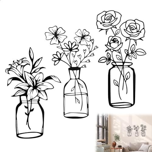 Décoration Murale Métal 3 Pièces, Deco Murale Salon et Decoration Murale Metal, Tableau Decoration Murale pour Salon, Chambre et Cuisine