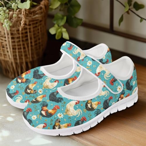 Coloranimal Shoes for Women Dressy Casual Mary Jane Shoes Womens Flats Lightweight Buckle Strap Slip On Shoes Womens Casual Shoes White Sole3