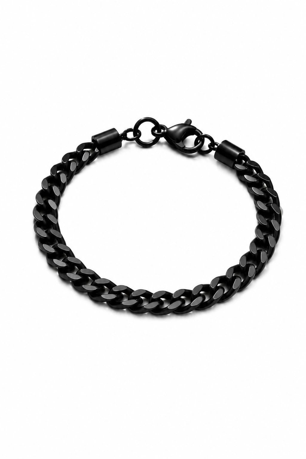 Black Cuban Curb Chain Bracelet for Men, Stainless Steel-picture-13
