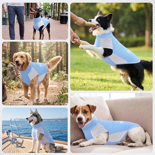 SlowTon 2Pack UV Protection Dog Sun Shirt, UPF50+ Dog Summer T-Shirts, 2XL | Lightweight Breathable Reflective, Quick Dry Stretchy Pet Cooling Clothes for Small Medium Large Dogs, Blue&Green - Image 6