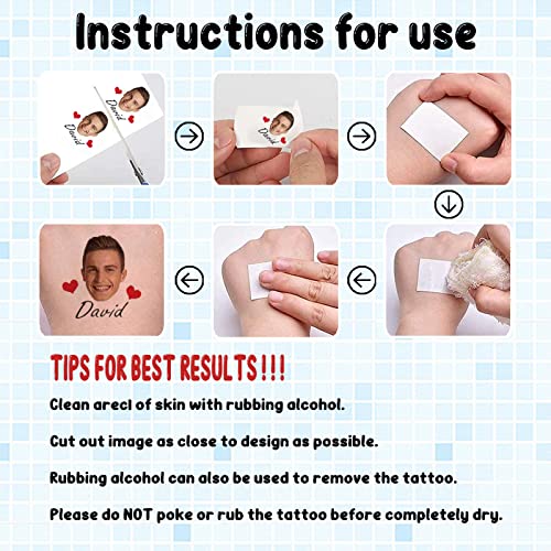 Yescustom Personalized Temporary Tattoos With Name Red Heart Custom Fake Face Tattoo With Photo For Women Men Birthday Bachelorette Wedding Party Paper 1 Set Of 15 Pieces #TOP5