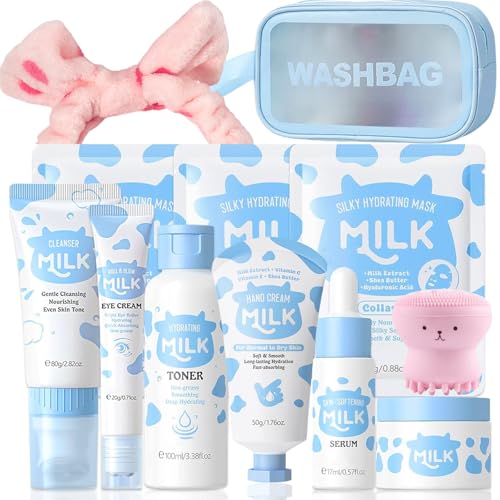 Milk Skin Care Set for Kids & Teens, 12 IN 1 Moisturizing & Gentl...