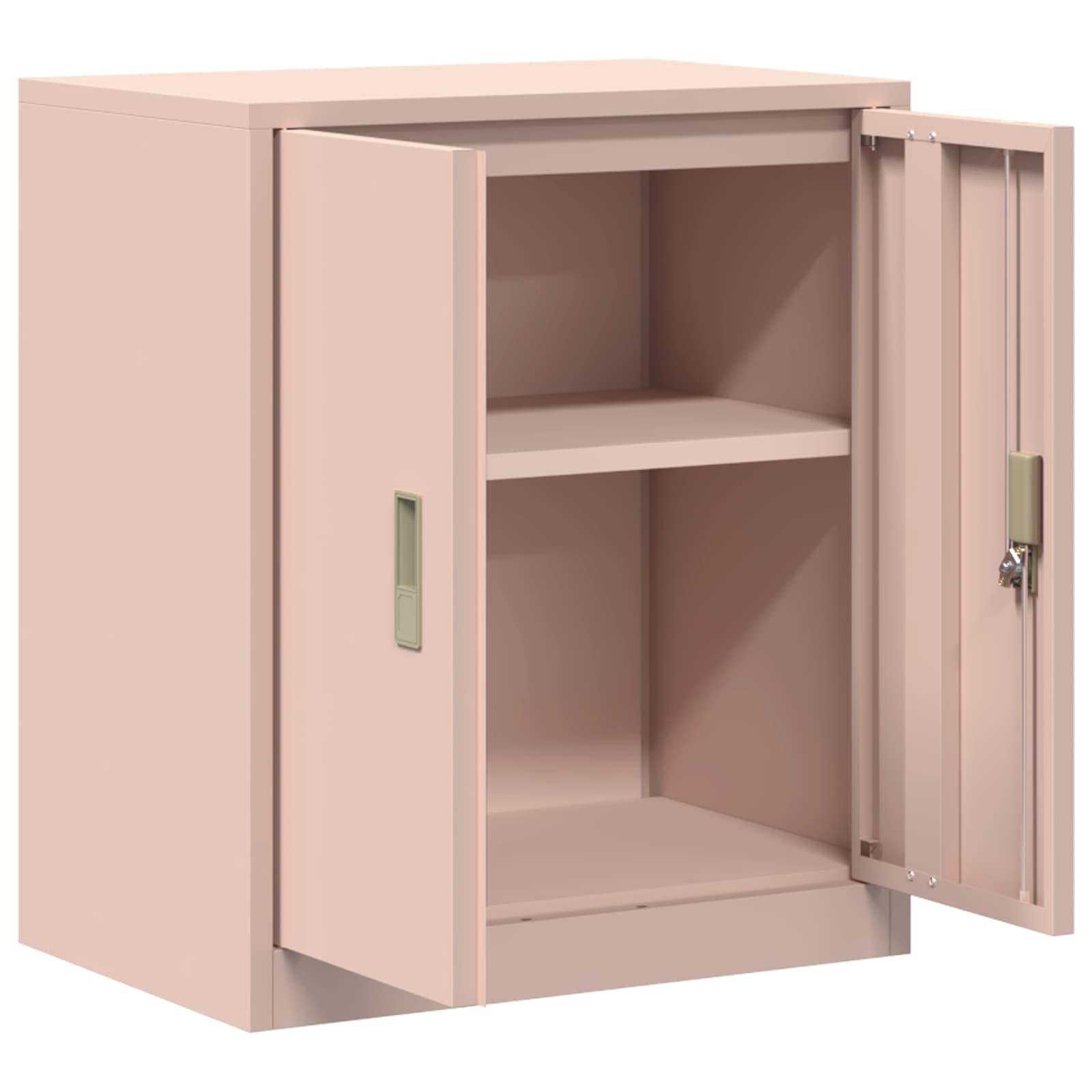 vidaXL Armario de Almacenamiento Rosa 60 x 40 x 70 cm Acero, Armario de Acero Rectangular para Oficina Moderna, con Cerradura, Amplio Espacio y diseño Industrial