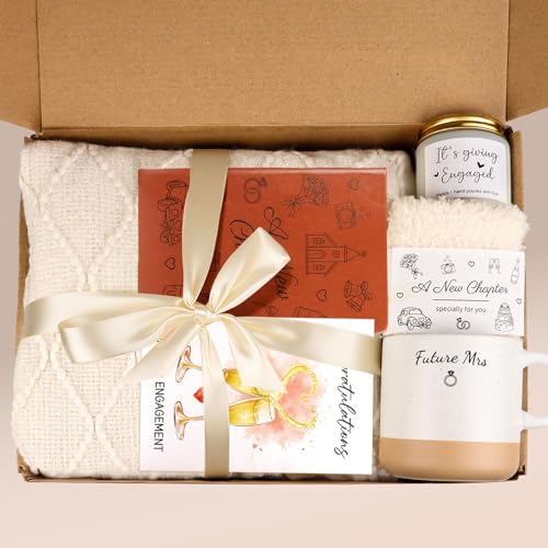 Engagement Gifts for Women, Bride to Be Gift Box, Future Mrs Mug, Newly Engaged Gifts for Best Friend, Engagement Gift Set with Cozy Blanket, Candle, Journal, Socks, Bridal Shower Present for Bride - Image 2