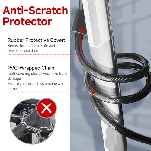 Image of Heavy Duty Scooter Lock - 8mm Anti-Theft Chain Lock with 3 Keys, 94cm Weatherproof Security Lock for Electric Scooters, Bikes, Motorcycles
