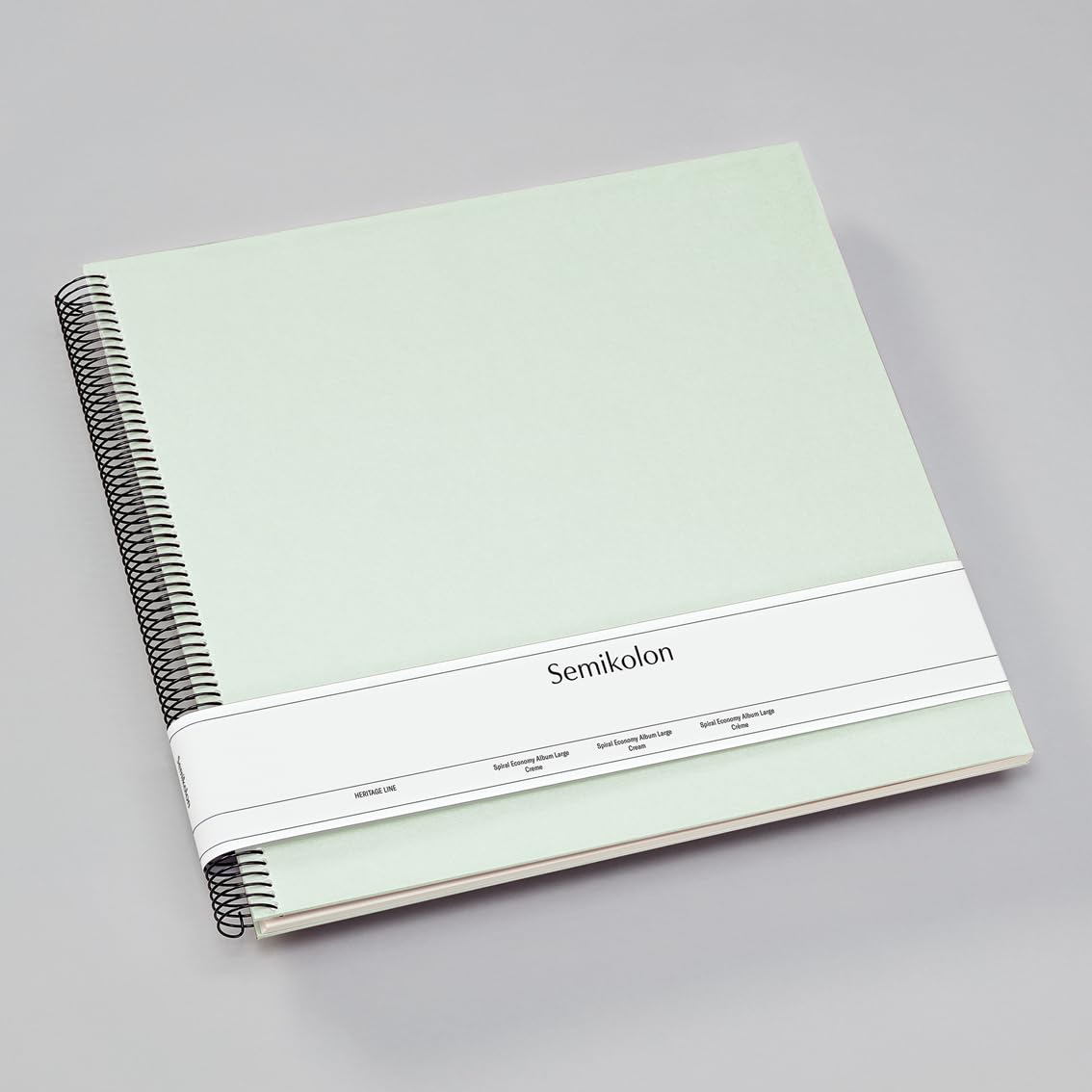 Semikolon 364035 Álbum en espiral Economy Large, 34,5 x 33,2 cm, álbum de fotos, 50 páginas en color blanco crema, álbum de fotos, verde musgo pastel