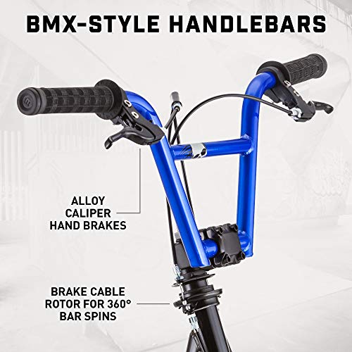 Mongoose Expo Kick Scooter, BMX-Style Handlebar & Brake Cable Rotor, For Riders Ages 6 and Up, Rear Axle Pegs, 12-Inch Air Tires, Max. Weight of 175 lbs., Black/Blue by Mongoose - Image 2