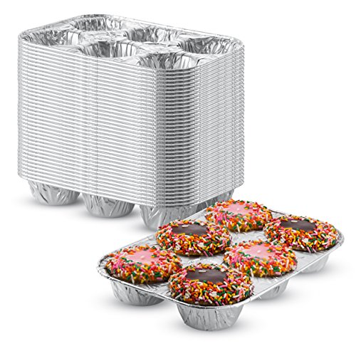Pack of 20 Silver Foil Muffin Pans â€“ Durable & Non-Stick Disposable Aluminum 6-Cup Cupcake Trays â€“ Perfect Tin Size for Cupcakes, Mini Pies, Mini Quiche, SoufflÃ© - Standard Size